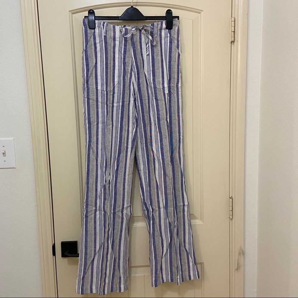 NWT Just Living Linen Blue Stripe Pants